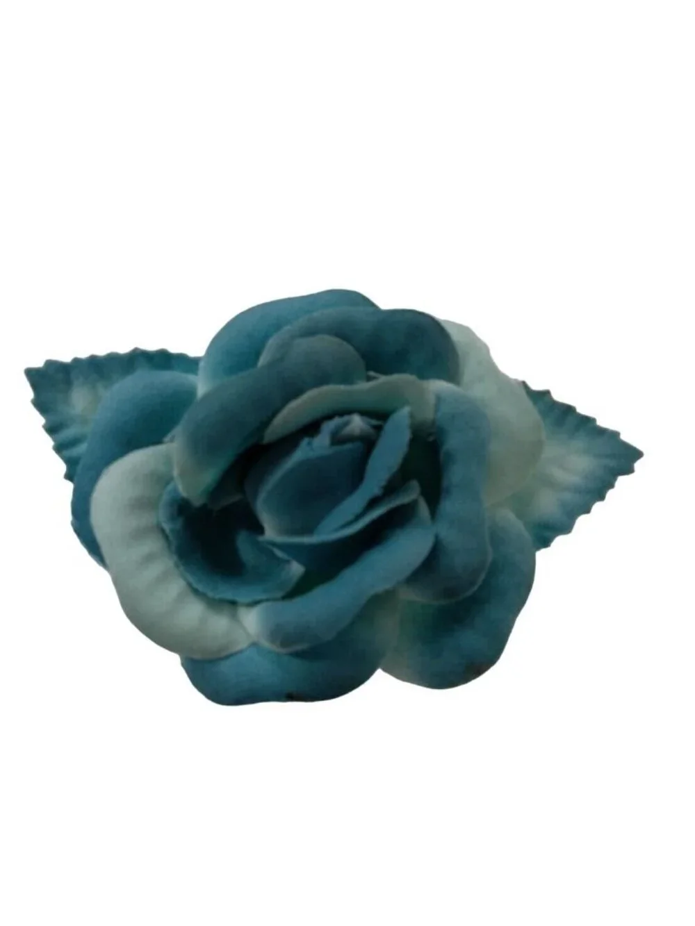 Blue Rose Hair Clip Fabric Accent  Custom Boutique Floral Grannycore